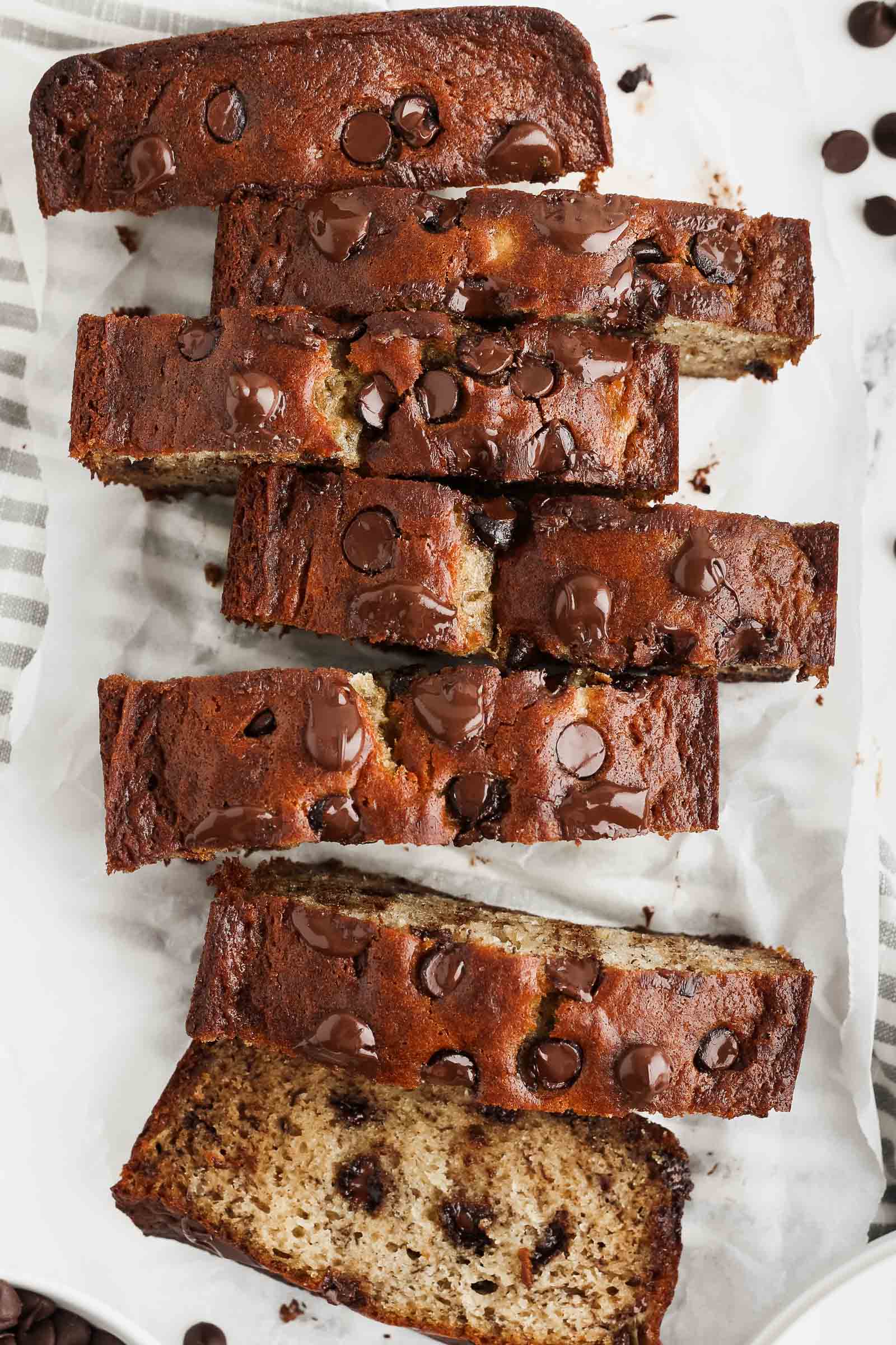 Sliced Chocolate Chip Banana Bread