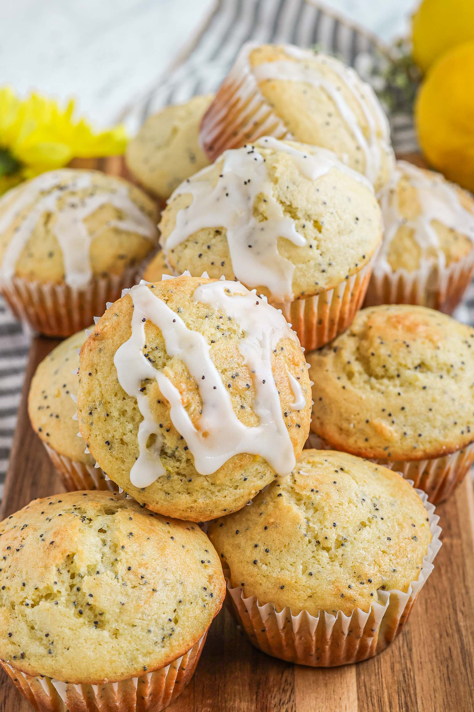 A stack of muffins on a serving plattter