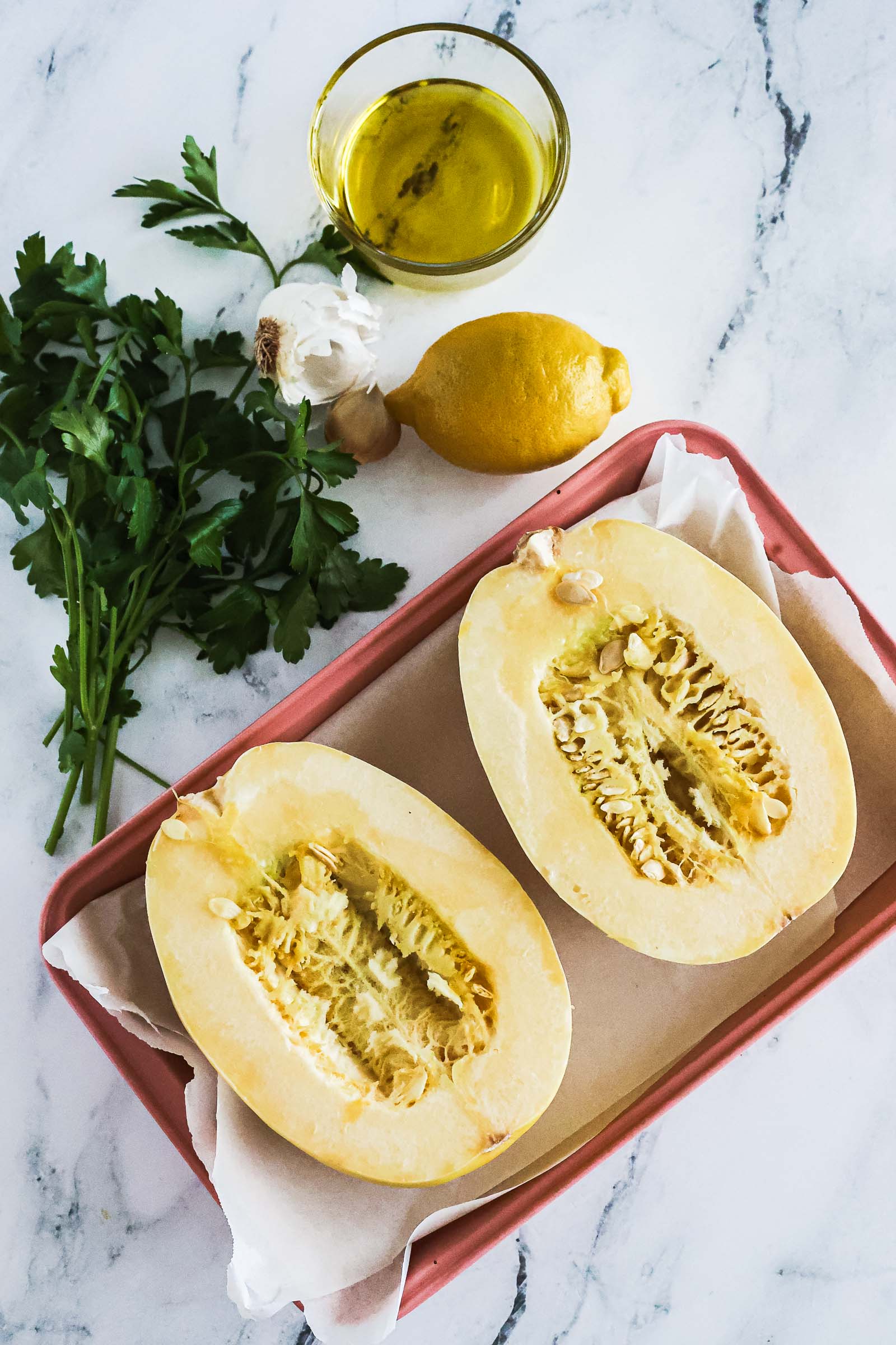 Cut squash in half